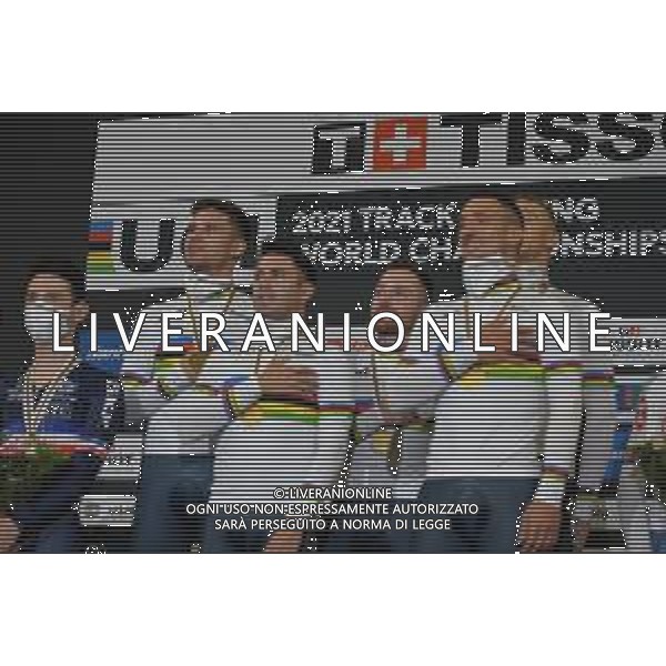 21-10-2021 World Championships Elite Track; Giornata 02; 2021, Italia; Ganna, Filippo; Consonni, Simone; Milan, Jonathan; Bertazzo, Liam; Lamon, Francesco; Roubaix; ©SIROTTI/AGENZIA ALDO LIVERANI SAS