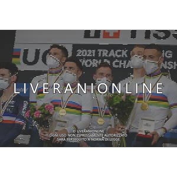 21-10-2021 World Championships Elite Track; Giornata 02; 2021, Italia; Ganna, Filippo; Consonni, Simone; Milan, Jonathan; Bertazzo, Liam; Lamon, Francesco; Roubaix; ©SIROTTI/AGENZIA ALDO LIVERANI SAS