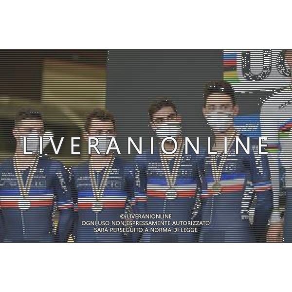 21-10-2021 World Championships Elite Track; Giornata 02; 2021, France; Boudat, Thomas; Denis, Thomas; Tabellion, Valentin; Thomas, Benjamin; Roubaix; ©SIROTTI/AGENZIA ALDO LIVERANI SAS