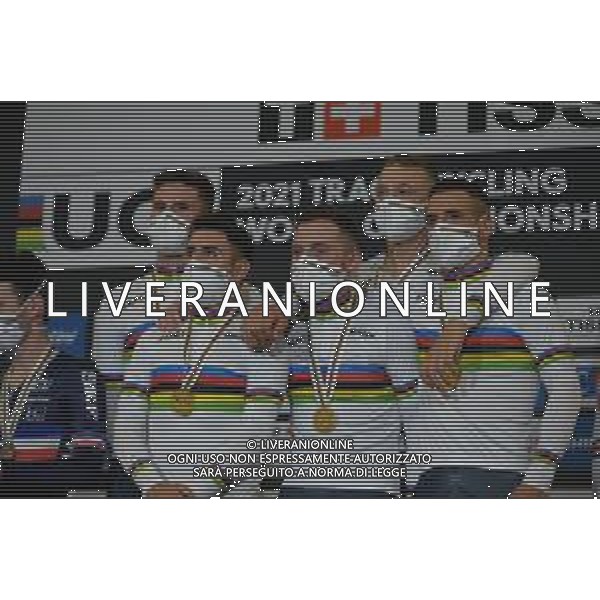21-10-2021 World Championships Elite Track; Giornata 02; 2021, Italia; Ganna, Filippo; Consonni, Simone; Milan, Jonathan; Bertazzo, Liam; Lamon, Francesco; Roubaix; ©SIROTTI/AGENZIA ALDO LIVERANI SAS