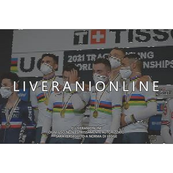 21-10-2021 World Championships Elite Track; Giornata 02; 2021, Italia; Ganna, Filippo; Consonni, Simone; Milan, Jonathan; Bertazzo, Liam; Lamon, Francesco; Roubaix; ©SIROTTI/AGENZIA ALDO LIVERANI SAS