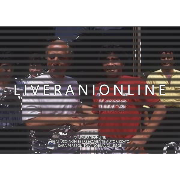 RETROSPETTIVA DIEGO ARMANDO MARADONA CALCIATORE NELLA FOTO DIEGO ARMANDO MARADONA CON OTTAVIO BIANCHI ALLENATORE NAPOLI CALCIO AG ALDO LIVERANI SAS