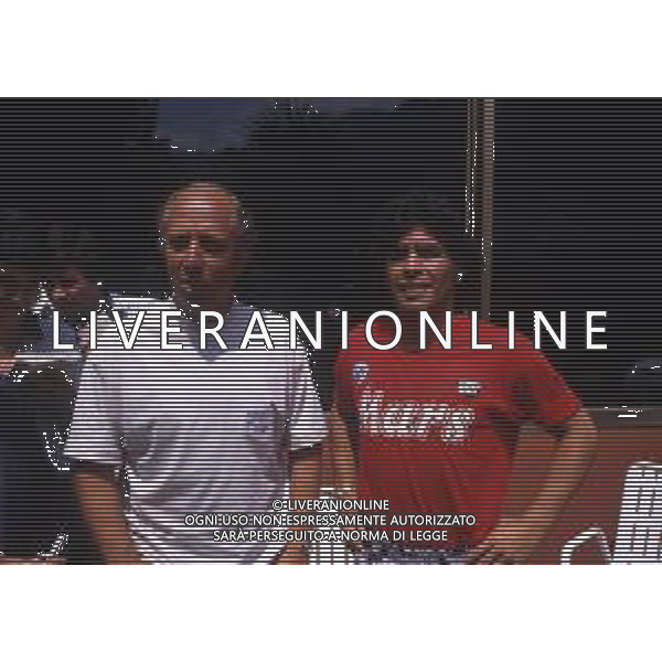 RETROSPETTIVA DIEGO ARMANDO MARADONA CALCIATORE NELLA FOTO DIEGO ARMANDO MARADONA CON OTTAVIO BIANCHI ALLENATORE NAPOLI CALCIO AG ALDO LIVERANI SAS