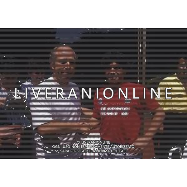 RETROSPETTIVA DIEGO ARMANDO MARADONA CALCIATORE NELLA FOTO DIEGO ARMANDO MARADONA CON OTTAVIO BIANCHI ALLENATORE NAPOLI CALCIO AG ALDO LIVERANI SAS
