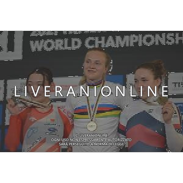 24-10-2021 World Championships Elite Women Track; Giornata 05; 2021, Germany; 2021, Japan; 2021, Russia; Friedrich, Lea Sophie; Sato, Mina; Tyshchenko, Yana; Roubaix; ©SIROTTI/ AGENZIA ALDO LIVERANI SAS