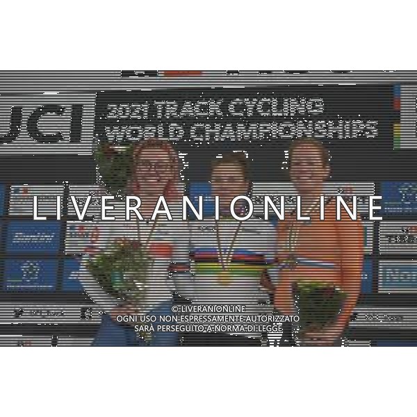 24-10-2021 World Championships Elite Women Track; Giornata 05; 2021, Belgium; 2021, Great Britain; 2021, Olanda; Kopecky, Lotte; Archibald, Katie; Wild, Kirsten; Roubaix; ©SIROTTI/ AGENZIA ALDO LIVERANI SAS