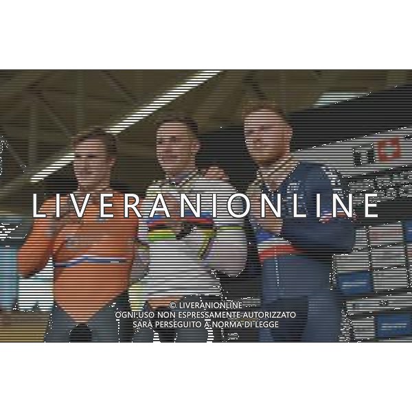 24-10-2021 World Championships Elite Track; Giornata 05; 2021, Olanda; 2021, France; Lavreysen, Harrie; Hoogland, Jeffrey; Vigier, Sebastien; Roubaix; ©SIROTTI/ AGENZIA ALDO LIVERANI SAS