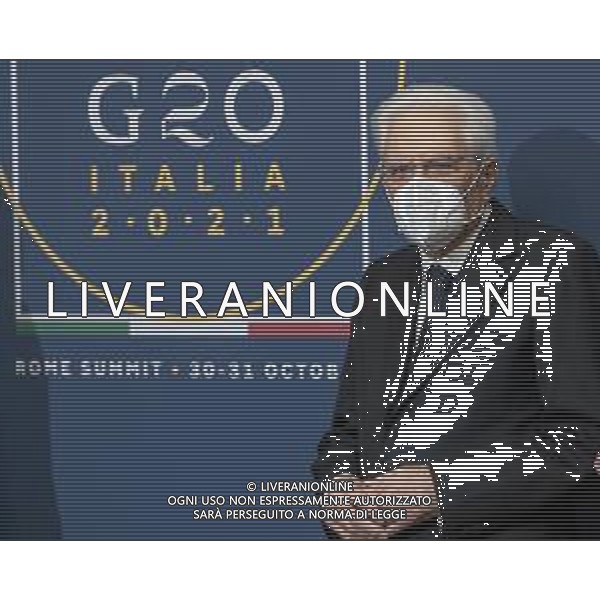 Roma - Il Presidente della Repubblica Sergio Mattarella durante il pranzo in occasione del G20, oggi 30 ottobre 2021. (Foto di Paolo Giandotti - Ufficio per la Stampa e la Comunicazione della Presidenza della Repubblica) AG ALDO LIVERANI SAS