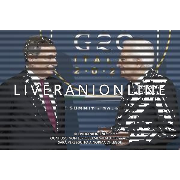 Roma - Il Presidente della Repubblica Sergio Mattarella e il Presidente del Consiglio Mario Draghi durante il pranzo in occasione del G20, oggi 30 ottobre 2021. (Foto di Paolo Giandotti - Ufficio per la Stampa e la Comunicazione della Presidenza della Repubblica) AG ALDO LIVERANI SAS