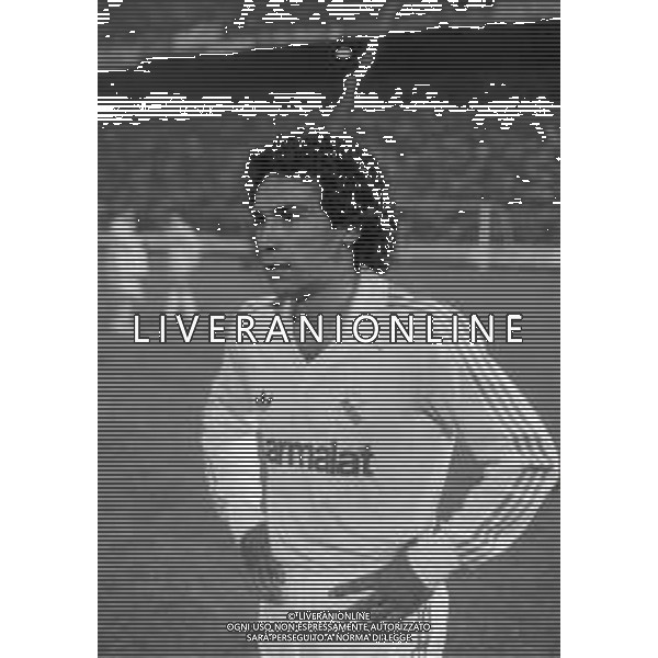 RETROSPETTIVA HUGO SANCHEZ CALCIATORE NELLA FOTO HUGO SANCHEZ CON LA MAGLIA DEL REAL MADRID NELL\'ANNO 1987-1988 ARCHIVIO DFP-AG ALDO LIVERANI SAS