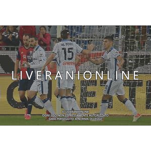 6-11-2021. Cagliari Calcio - Atalanta Bergamasca Calcio. 12° giornata Serie A calcio 2021-2022. Italia, Sardegna, Cagliari, Stadio Unipol Domus. Salvatore Moi/Aldo Liverani s.a.s. Nella foto: gol ed esultanza Atalanta in trasferta contro Cagliari. Segna: Mario Pasallic Atalanta ©MOI/AGENZIA ALDO LIVERANI SAS
