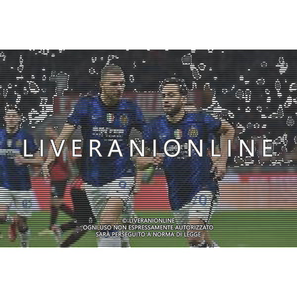 esultanza Inter dopo il gol dell\'1 a 0 Hakan Calhanoglu con Edin Dzeko Milan vs Inter Campionato Serie A TIM - 12a giornata Milano 07-11-2021 Stadio Giuseppe Meazza - San Siro foto Roberto Garavaglia/ag. Aldo Liverani sas / AG ALDO LIVERANI SAS