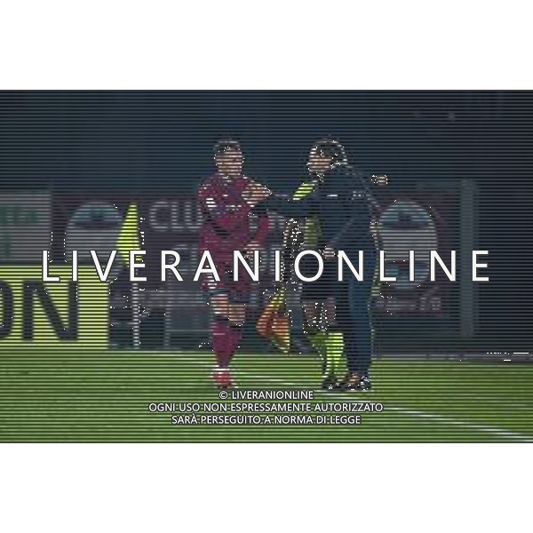 GriffoniE/LMedia - AS Cittadella vs AC Pisa - Italian Football Championship League BKT 2021/2022 07 November 2021 - Stadio Pier Cesare Tombolato, Cittadella (PD), Italy Photo showing: Enrico Baldini (Cittadella) celebrates after scoring a goal 2-0 with Edoardo Gorini (Coach Cittadella) @GriffoniE/LMedia/ AG ALDO LIVERANI SAS