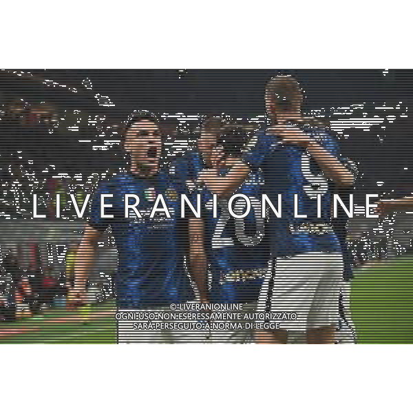 esultanza Inter dopo il gol dell\'1 a 0 Milan vs Inter Campionato Serie A TIM - 12a giornata Milano 07-11-2021 Stadio Giuseppe Meazza - San Siro foto Roberto Garavaglia/ag. Aldo Liverani sas / AG ALDO LIVERANI SAS