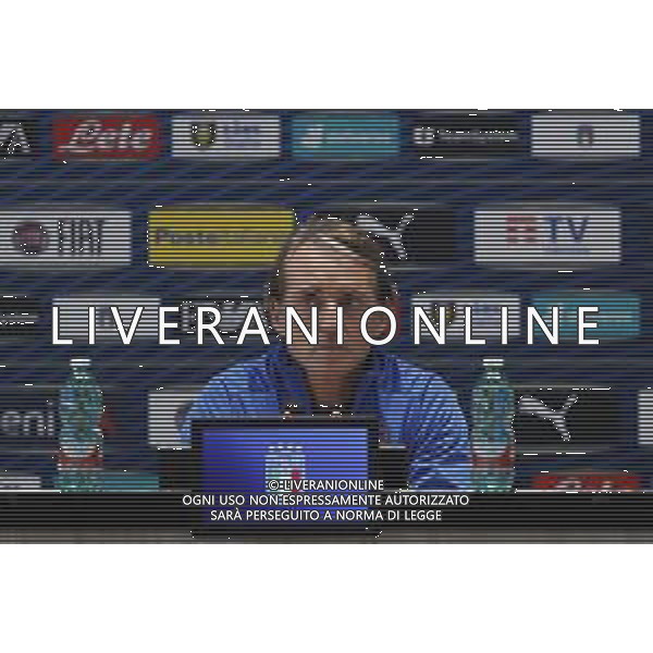 Ritiro della Nazionale Italiana di Calcio presso il centro tecnico federale della FIGC a Coverciano - nella foto: il CT Roberto Mancini in conferenza stampa ©Claudio Zamagni/Agenzia Aldo Liverani