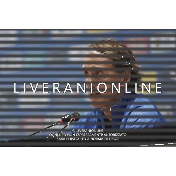 Ritiro della Nazionale Italiana di Calcio presso il centro tecnico federale della FIGC a Coverciano - nella foto: il CT Roberto Mancini in conferenza stampa ©Claudio Zamagni/Agenzia Aldo Liverani