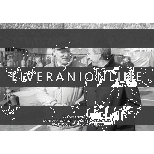 RETROSPETTIVA NILS LIEDHOLM ALLENATORE NELLA FOTO NILS LIEDHOLM ALLENATORE MILAN NELL\'ANNO 1985-1986 CON SVEN GORAN ERIKSSON ALLENATORE ROMA CALCIO AG ALDO LIVERANI SAS 