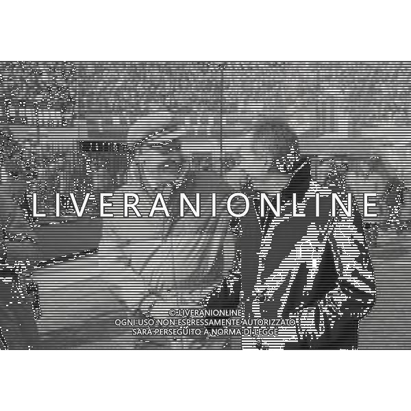 RETROSPETTIVA NILS LIEDHOLM ALLENATORE NELLA FOTO NILS LIEDHOLM ALLENATORE MILAN NELL\'ANNO 1985-1986 CON SVEN GORAN ERIKSSON ALLENATORE ROMA CALCIO AG ALDO LIVERANI SAS 