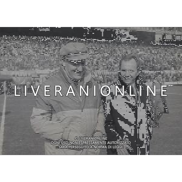 RETROSPETTIVA NILS LIEDHOLM ALLENATORE NELLA FOTO NILS LIEDHOLM ALLENATORE MILAN NELL\'ANNO 1985-1986 CON SVEN GORAN ERIKSSON ALLENATORE ROMA CALCIO AG ALDO LIVERANI SAS 