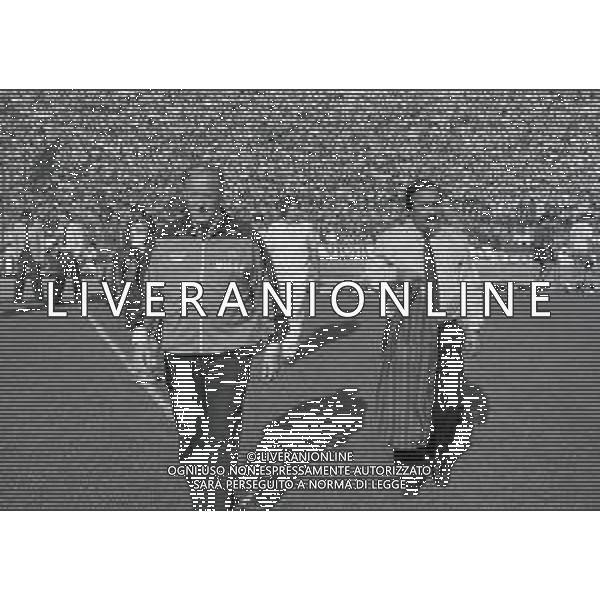 RETROSPETTIVA NILS LIEDHOLM ALLENATORE NELLA FOTO NILS LIEDHOLM ALLENATORE MILAN NELL\'ANNO 1986 CON SILVANO RAMACCIONI AG ALDO LIVERANI SAS 