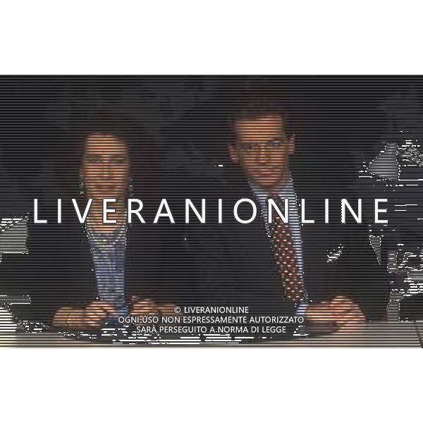 RETROSPETTIVA CESARA BUONAMICI GIORNALISTA NELLA FOTO CESARA BUONAMICI GIORNALISTA TELEVISIVA DELLE RETI MEDIASET CON ALESSANDRO CECCHI PAONE AG ALDO LIVERANI SAS