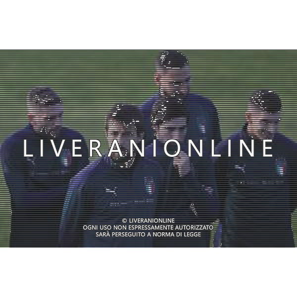 Ritiro della Nazionale Italiana di Calcio presso il centro tecnico federale della FIGC a Coverciano - nella foto: francesco acerbi- sandro tonali- domenico berardi- gianluigi donnarumma ©Claudio Zamagni/Agenzia Aldo Liverani / AGENZIA ALDO LIVERANI SAS