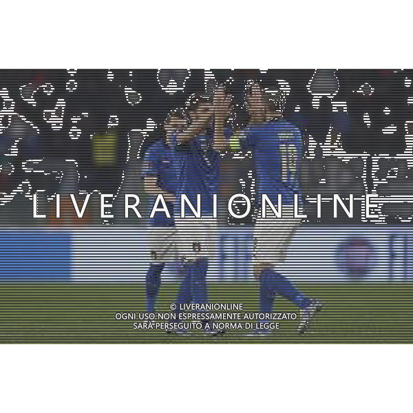 ITALIA vs SVIZZERA Qualificazioni Europee del Gruppo C ai Mondiali del Qatar 2022 12/11/2021 - nella foto: Manuel Locatelli(Italia) Bonucci Leonardo(Italia)- ©Claudio Zamagni/Agenzi Aldo Liverani s.a.s. : Manuel Locatelli(Italia) Bonucci Leonardo(Italia)- during European Qualifying Round group C of FIFA World Championship of Qatar 2022 between Italy and Swiss at Olympic Stadium on November 12 2021 in Rome photo credit by Claudio Zamagni/Aldo Liverani Photo Agency