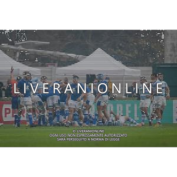GriffoniE/LMedia - Test Match 2021, Italy vs Argentina - Autumn Nations Cup rugby match 13 November 2021 - Monigo stadium, Treviso, Italy Photo showing: Italy happiness after scoring a try @GriffoniE/LMedia/AGENZIA ALDO LIVERANI SAS