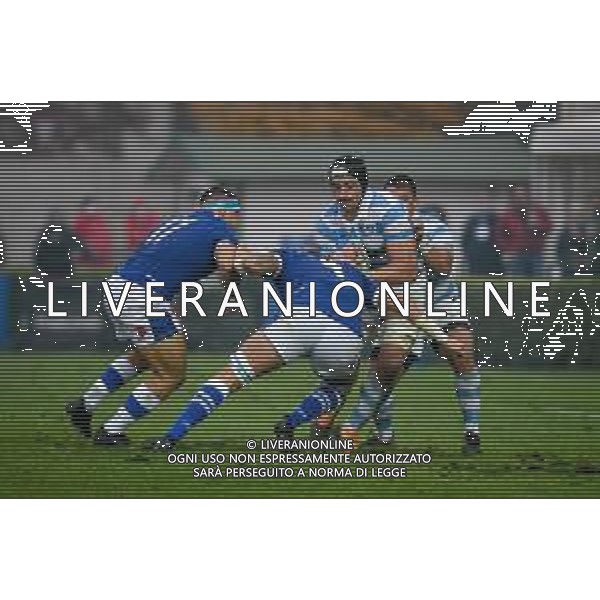 GriffoniE/LMedia - Test Match 2021, Italy vs Argentina - Autumn Nations Cup rugby match 13 November 2021 - Monigo stadium, Treviso, Italy Photo showing: Tomas Lavanini (Argentina) tackled by Niccolo Cannone (Italy) @GriffoniE/LMedia/AGENZIA ALDO LIVERANI SAS