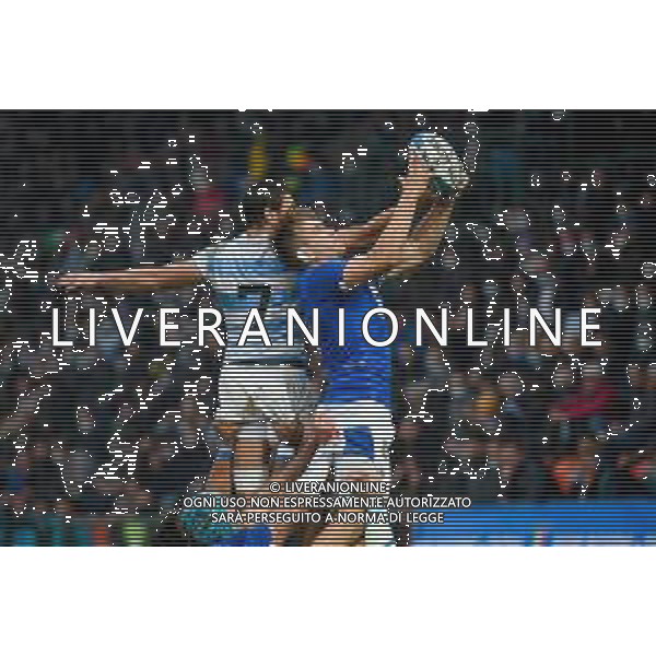 GriffoniE/LMedia - Test Match 2021, Italy vs Argentina - Autumn Nations Cup rugby match 13 November 2021 - Monigo stadium, Treviso, Italy Photo showing: Federico Ruzza (Italy) winning the touch against Juan Martin Gonzalez (Argentina) @GriffoniE/LMedia/AGENZIA ALDO LIVERANI SAS
