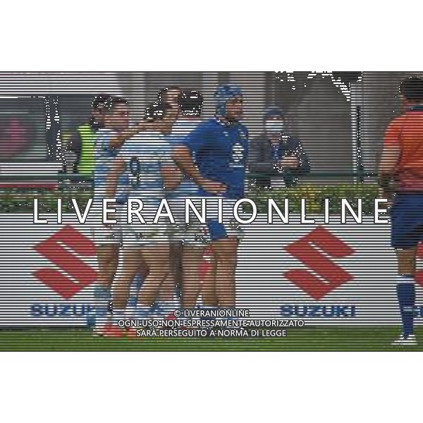 GriffoniE/LMedia - Test Match 2021, Italy vs Argentina - Autumn Nations Cup rugby match 13 November 2021 - Monigo stadium, Treviso, Italy Photo showing: Happiness of Argentina after Santiago Cordero (Argentina) scores a try @GriffoniE/LMedia/AGENZIA ALDO LIVERANI SAS