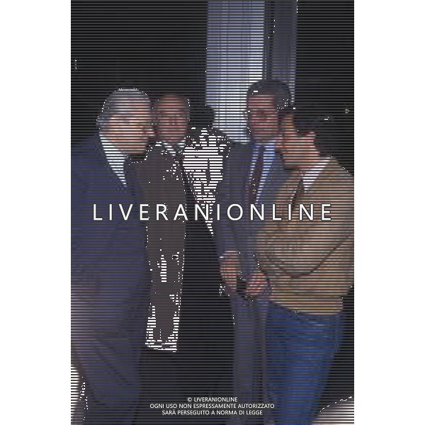 1984 ARESE SEDE ALFA ROMEO PRESENTAZIONE DELLA ALFA ROMEO F1 - RETROSPETTIVA NELLA FOTO ETTORE MASSACESI CON L\' INGEGNERE CARLO CHITI E RICCARDO PATRESE ©Archivio Giovanni Liverani/AGENZIA ALDO LIVERANI SAS