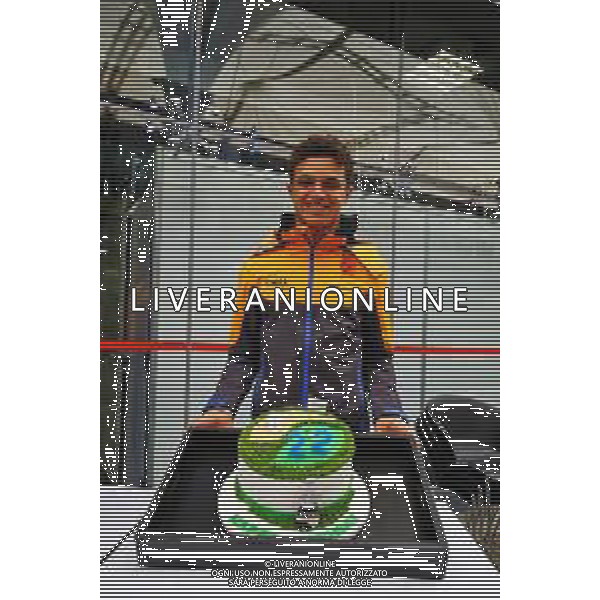 Lando Norris (GBR) McLaren celebrates his 22nd birthday with a cake. 13.11.2021. Formula 1 World Championship, Rd 19, Brazilian Grand Prix, Sao Paulo, Brazil, Sprint Race Day. - www.xpbimages.com, EMail: requests@xpbimages.com © Copyright: XPB Images/AGENZIA ALDO LIVERANI SAS - ITALY ONLY EDITORIAL USE ONLY