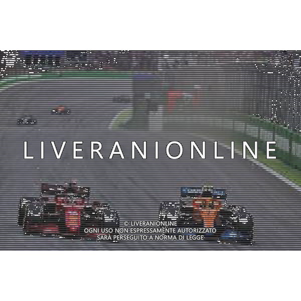 Charles Leclerc (MON) Ferrari SF-21 and Lando Norris (GBR) McLaren MCL35M battle for position. 13.11.2021. Formula 1 World Championship, Rd 19, Brazilian Grand Prix, Sao Paulo, Brazil, Sprint Race Day. - www.xpbimages.com, EMail: requests@xpbimages.com © Copyright: Batchelor / XPB Images/AGENZIA ALDO LIVERANI SAS - ITALY ONLY EDITORIAL USE ONLY