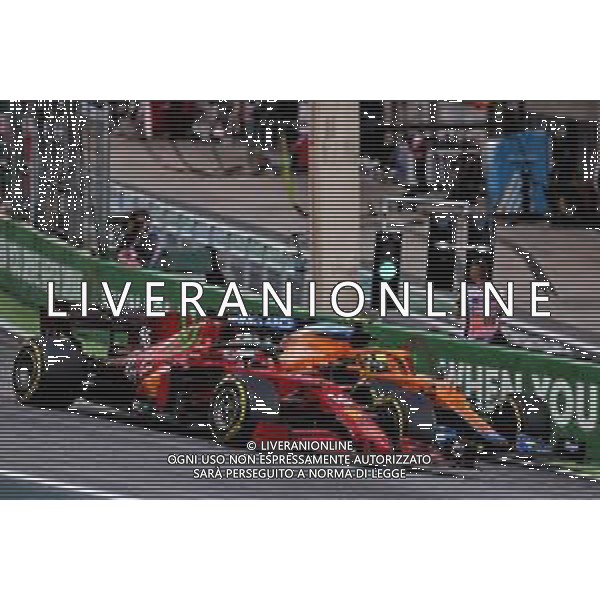 Charles Leclerc (MON) Ferrari SF-21 and Lando Norris (GBR) McLaren MCL35M battle for position. 13.11.2021. Formula 1 World Championship, Rd 19, Brazilian Grand Prix, Sao Paulo, Brazil, Sprint Race Day. - www.xpbimages.com, EMail: requests@xpbimages.com © Copyright: Batchelor / XPB Images/AGENZIA ALDO LIVERANI SAS - ITALY ONLY EDITORIAL USE ONLY