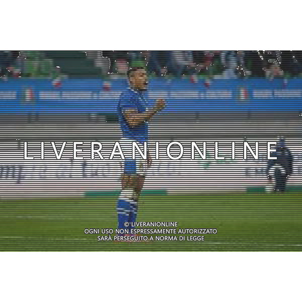 GriffoniE/LMedia - Test Match 2021, Italy vs Argentina - Autumn Nations Cup rugby match 13 November 2021 - Monigo stadium, Treviso, Italy Photo showing: Montanna Monty Ioane (Italy) reacts @GriffoniE/LMedia/AGENZIA ALDO LIVERANI SAS