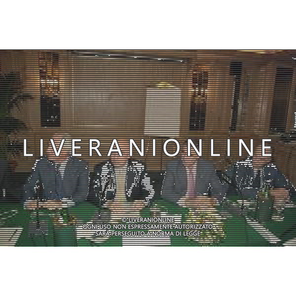 RIUNIONE DEI DIRIGENTI SUPERLEGA CALCIO, HOTEL PALACE MILANO 14 OTTOBRE 1998 NELLA FOTO ROBERTO BETTEGA JUVENTUS, ADRIANO GALLIANI MILAN, LORENZO SANZ REAL MADRID E GIAMMARIA VISCONTI DI MODRONE INTER ©ARCHIVIO/AGENZIA ALDO LIVERANI SAS