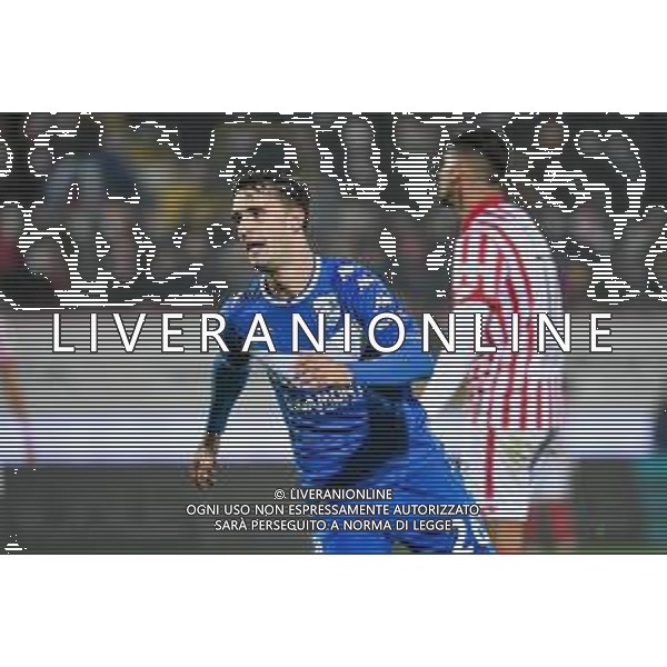 GriffoniE/LMedia - LR Vicenza vs Brescia Calcio - Italian Football Championship League BKT 2021/2022 20 November 2021 - Stadio Romeo Menti, Vicenza, Italy Photo showing: Massimo Bertagnoli (Brescia) celebrates after scoring a goal 1-3 @GriffoniE/LMedia/AGENZIA ALDO LIVERANI SAS