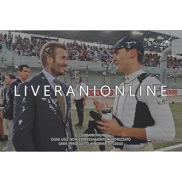 (L to R): David Beckham (GBR) Former Football Player with George Russell (GBR) Williams Racing on the grid. 21.11.2021. Formula 1 World Championship, Rd 20, Qatar Grand Prix, Doha, Qatar, Race Day. - www.xpbimages.com, EMail: requests@xpbimages.com © Copyright: Moy / XPB Images/ AGENZIA ALDO LIVERANI SAS - ITALY ONLY EDITORIAL USE ONLY