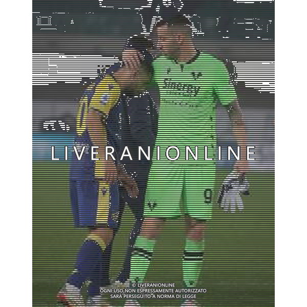 HELLAS VERONA - EMPOLI CAMPIONATO CALCIO SERIE A TIM 22.11.2021 NELLA FOTO ESULTANZA VERONA A FINE GARA - GIANLUCA CAPRARI E LORENZO MONTIPO\' ©SANTANDREA/AGENZIA ALDO LIVERANI SAS