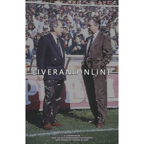 RETROSPETTIVA PAOLO BOREA DIRETTORE SPORTIVO SAMPDORIA CALCIO NELLA FOTO PAOLO BOREA DIRETTORE SPORTIVO SAMPDORIA CON L\'ALLENATORE VUJADIN BOSVOV CALCIO NELL\'ANNO 1990 AG ALDO LIVERANI SAS 