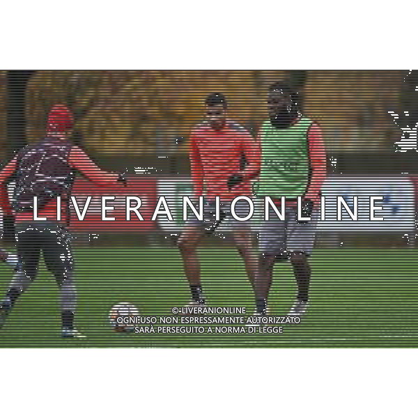 ¬© TVRG allenamento Milan nella foto Junior Messias SX e Franck Kessie DX Carnago (VA) 23-11-2021 Centro sportivo Milanello Allenamento del Milan in preparazione della gara contro l\'Atletico Madrid valevole per la 5a giornata del gruppo B della fase a gironi della UEFA Champions League foto Roberto Garavaglia/ag. Aldo Liverani sas/AGENZIA ALDO LIVERANI SAS