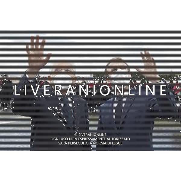 Roma - Il Presidente della Repubblica Sergio Mattarella con il Presidente della Repubblica Francese, Emmanuel Macron e il Presidente del Consiglio Mario Draghi, al termine dell\'incontro per la firma del “Trattato per una cooperazione bilaterale rafforzata” oggi 26 novembre 2021. (Foto di Paolo Giandotti - Ufficio per la Stampa e la Comunicazione della Presidenza della Repubblica) AG ALDO LIVERANI SAS