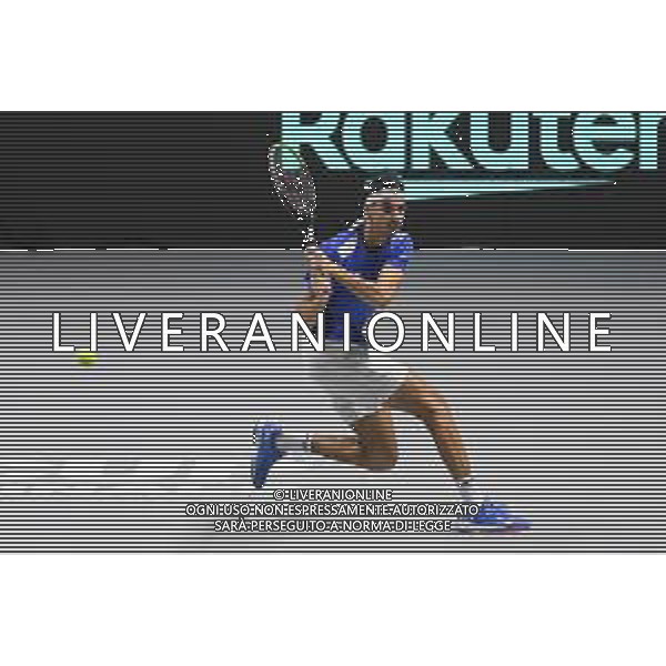Torino 26.11.2021 PalaAlpitour Davis Cup by Rakuten Finals 2021 Stati Uniti vs Italia ©Manuela Viganti/Agenzia Aldo Liverani Nella foto: lorenzo sonego ©VIGANTI/AGENZIA ALDO LIVERANI SAS