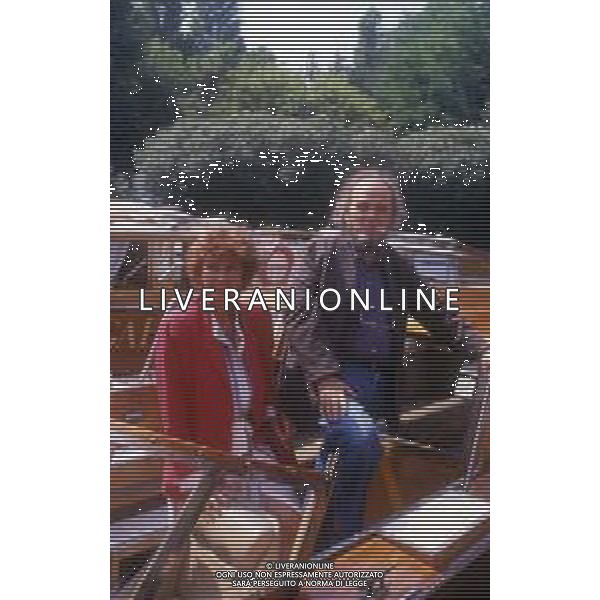 RETROSPETTIVA MARCO FERRERI REGISTA NELLA FOTO MARCO FERRERI A VENEZIA NELL\'ANNO 1984 CON LA MOGLIE JACQUELINE AG ALDO LIVERANI SAS 