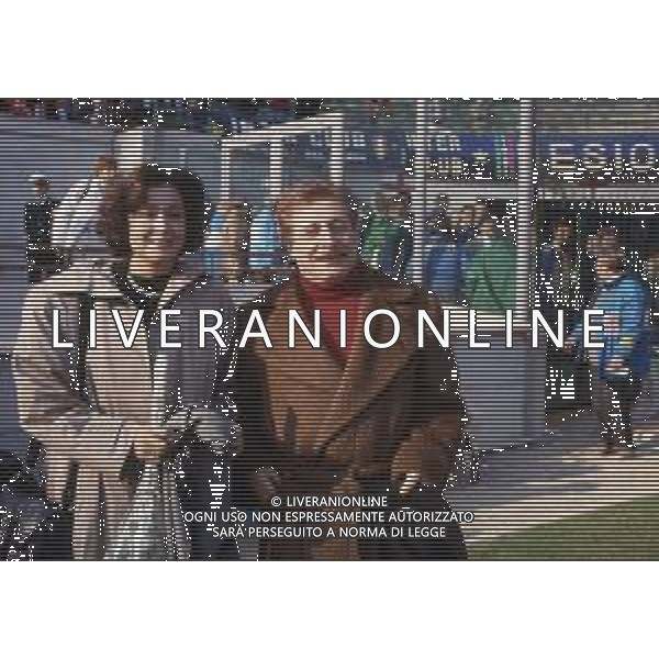 RETROSPETTIVA PAOLA GASSMAN ATTRICE NELLA FOTO PAOLA GASSMAN NELL\'ANNO 1988 ALLO STADIO MEAZZA DI MILANO CON IL MARITO UGO PAGLIAI AG ALDO LIVERANI SAS 