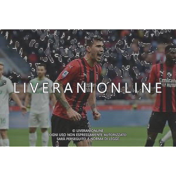 Alessio Romagnoli (Milan) esulta dopo il gol dell\'1 a 0 Milan vs Sassuolo Campionato Serie A TIM - 14a giornata Milano 28-11-2021 Stadio Giuseppe Meazza - San Siro foto Roberto Garavaglia/ag. Aldo Liverani sas