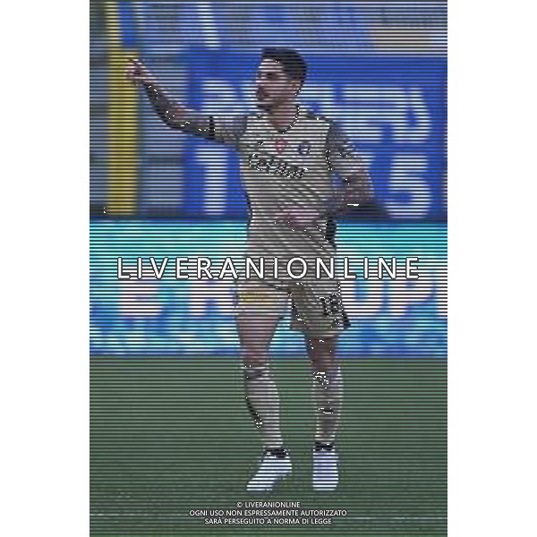 ¬© TVRG Giuseppe Mastinu (Pisa) esulta dopo il gol dell\'1 a 0 Como vs Pisa Campionato Serie BKT - 16a giornata Como 05-12-2021 Stadio Giuseppe Sinigaglia foto Roberto Garavaglia/ag. Aldo Liverani sas