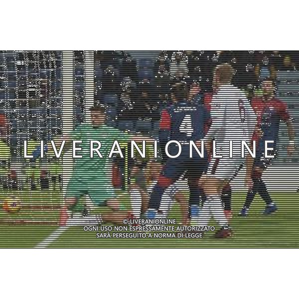 6-12-2021. Cagliari Calcio - Torino F.C.. 16° giornata Serie A calcio 2021-2022. Italia, Sardegna, Cagliari, Stadio Unipol Domus. Salvatore Moi/Aldo Liverani s.a.s. Nella foto: Alessio Cragno Cagliari, Martín Caceres Cagliari, David Zima Torino, Luca Ceppitelli Cagliari ©MOI/AGENZIA ALDO LIVERANI SAS