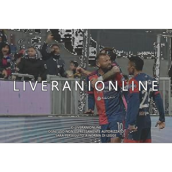 6-12-2021. Cagliari Calcio - Torino F.C.. 16° giornata Serie A calcio 2021-2022. Italia, Sardegna, Cagliari, Stadio Unipol Domus. Salvatore Moi/Aldo Liverani s.a.s. Nella foto: gol ed esultanza Cagliari in casa cotro Torino. Segna: Joao Pedro Cagliari ©MOI/AGENZIA ALDO LIVERANI SAS
